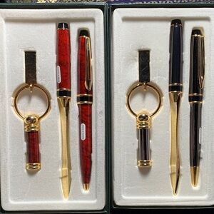 Elegant Gunmetal Pen Set Gold Accents with Letter Opener, NWT